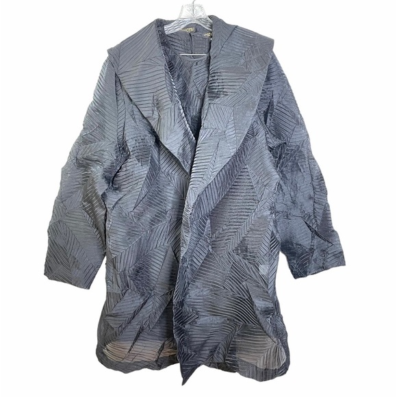 Tamotsu Jackets & Blazers - Tamotsu Black Pleated Avant Garde Open Front Jacket and Tank Top Formal Set 16